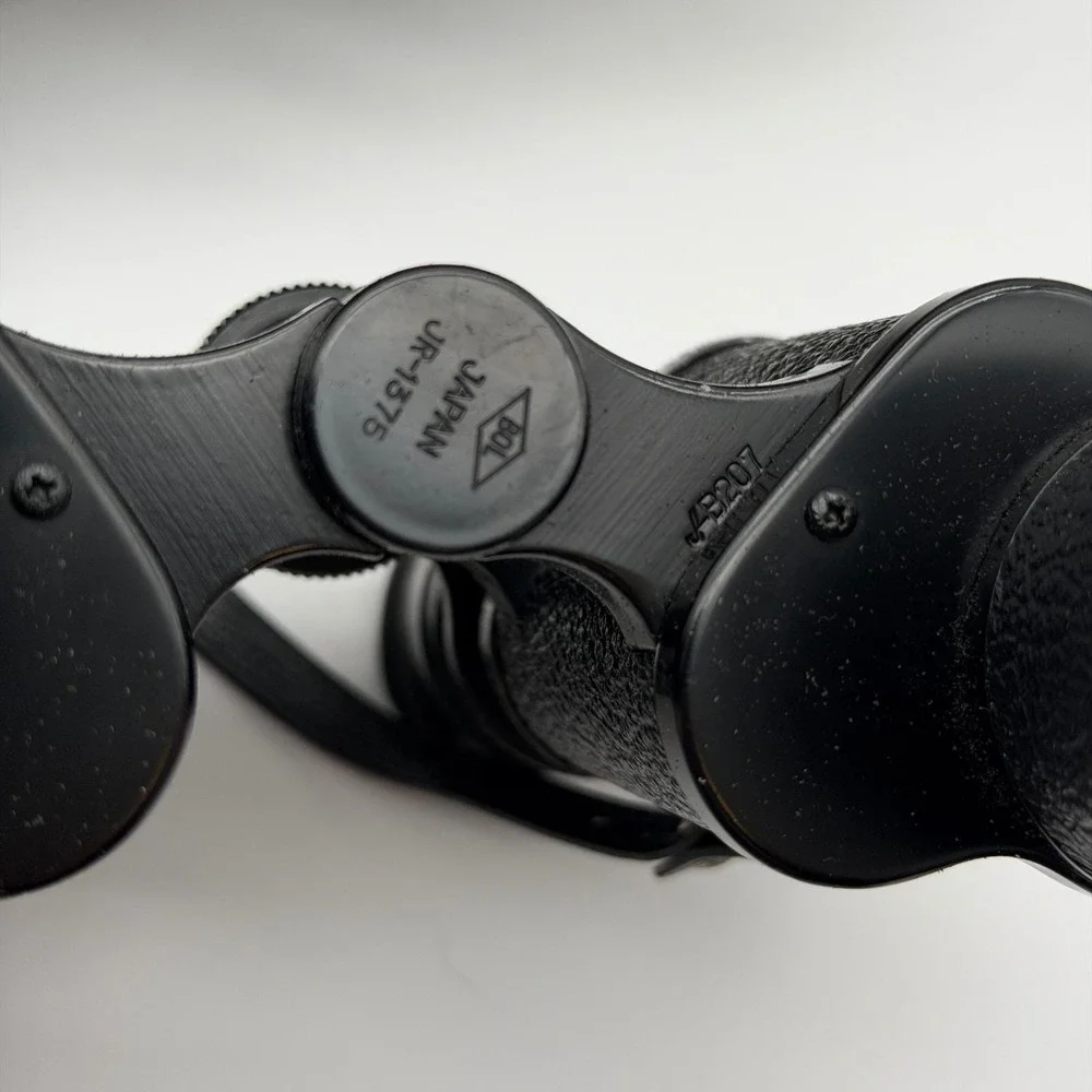 Vintage Black‎ Binoculars with Brown Faux Leather Hard Carrying Case Retro Gear